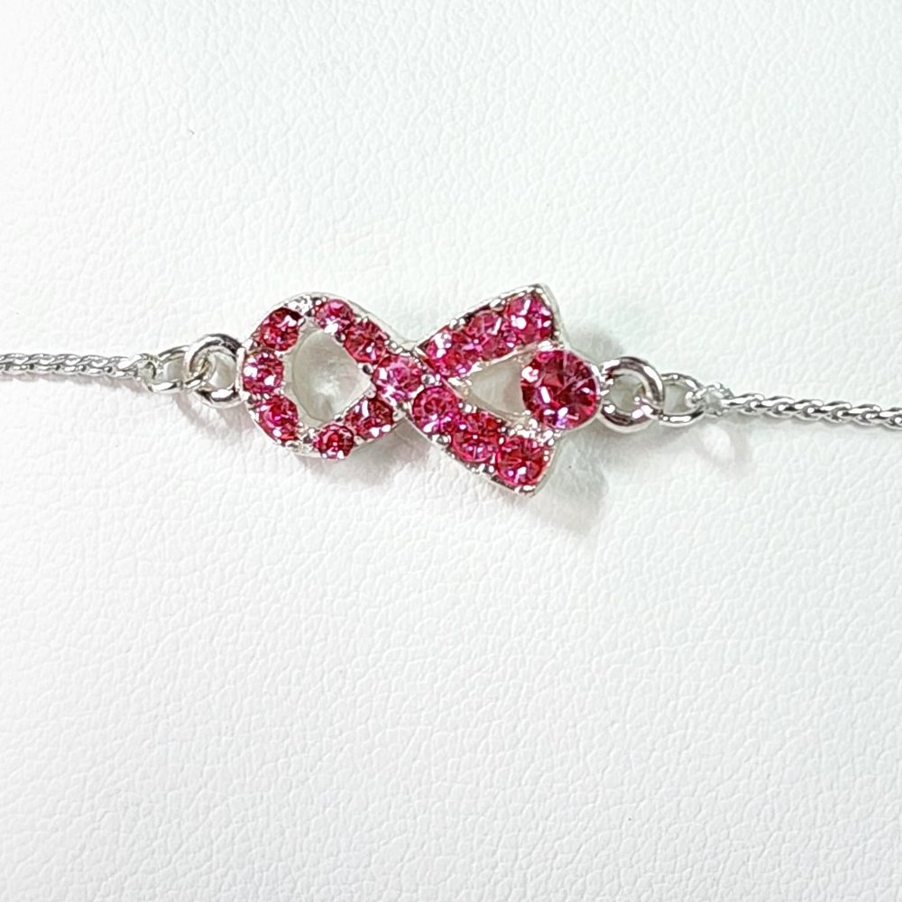 Pink Ribbon Rhinestone Adjustable Bracelet 45015-038